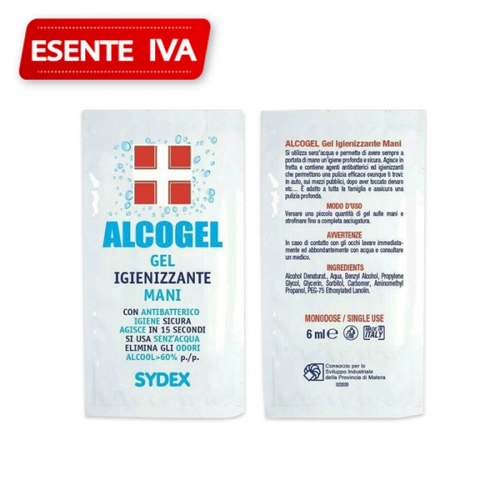 DETERGENZA CONF.500 BUSTINE ML.6 ALCOGEL IGIENIZZANTE MANI