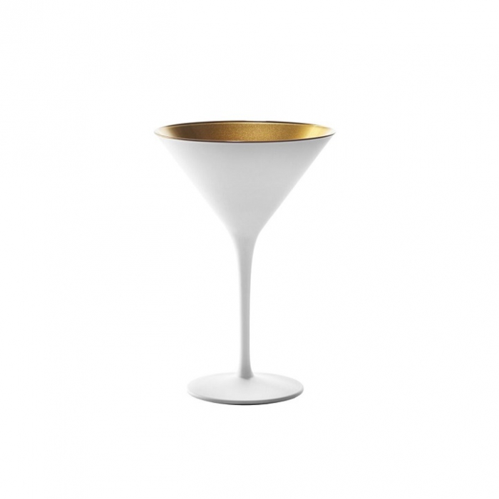 BICCHIERI VETRO COPPA COCKTAIL OLYMPIC BIANCO/ORO CL.24 STOLZLE