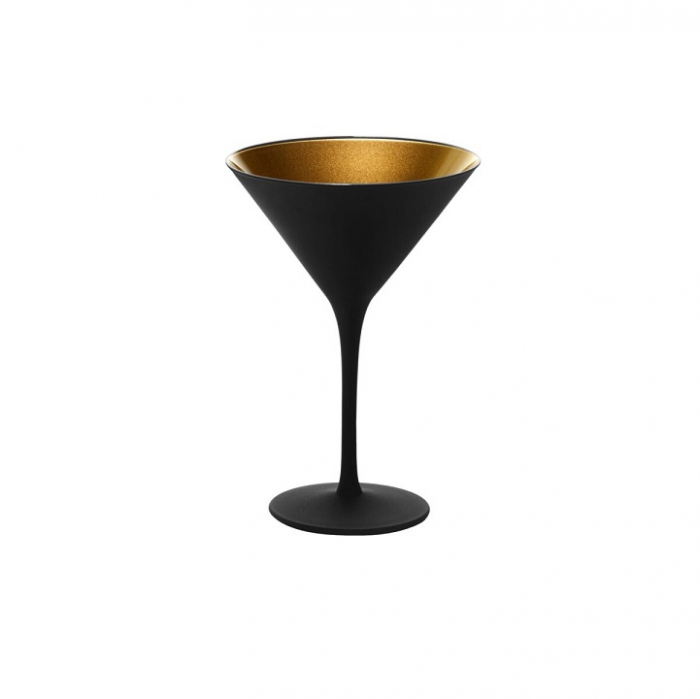 BICCHIERI VETRO COPPA COCKTAIL OLYMPIC NERO/ORO CL.24 STOLZLE